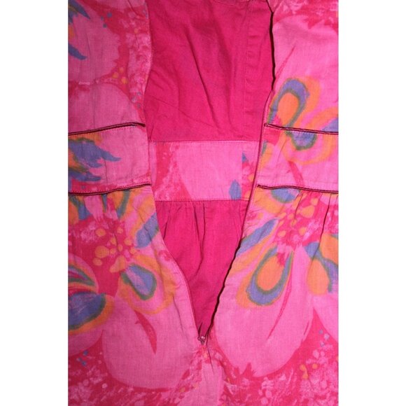 FREE PEOPLE Bohemian Floral 100% Cotton Summer Dress in Fuchsia - Size 4 - Picture 9 of 11